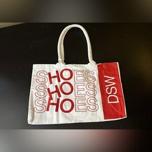 DSW white and red cotton spacious tote SHOES